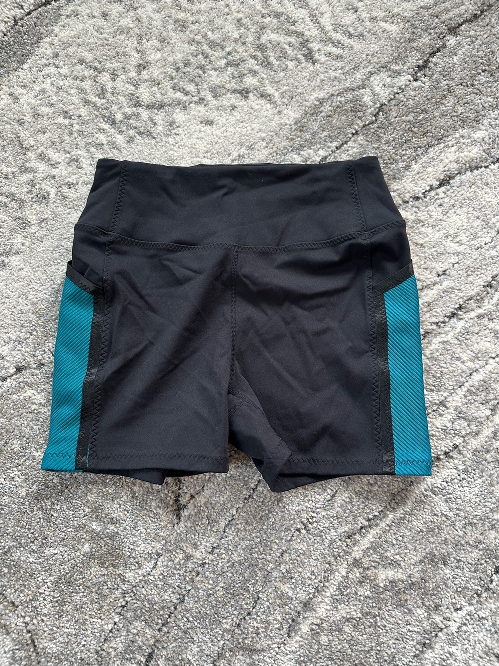 FP movement Black Athletic Bike Shorts with Teal Side Panels